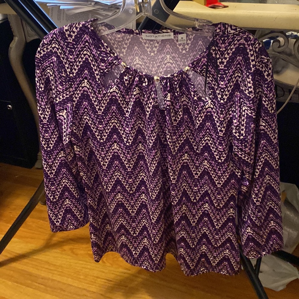 Purple patterned blouse in size medium
